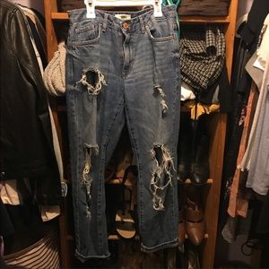 distressed mom jeans